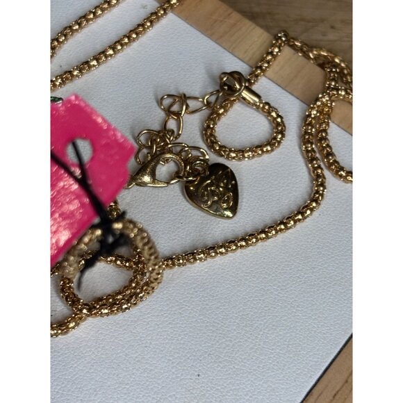 NWT Betsey Johnson Gold-Tone Pineapple Pendant Necklace With Rhinestones Long Ch - Picture 4 of 8